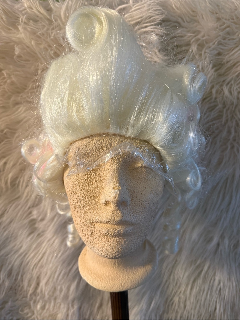 White Vintage-Style Women's Costume Wig - Classic Curled Updo (E7)